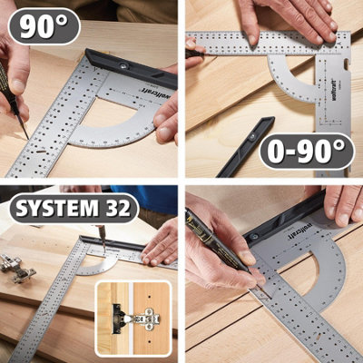 Wolfcraft Universal Angle & Try Square I 5206506 I For Measuring, Marking, Drawing And Guided Cutting I Scale In Inches - 4