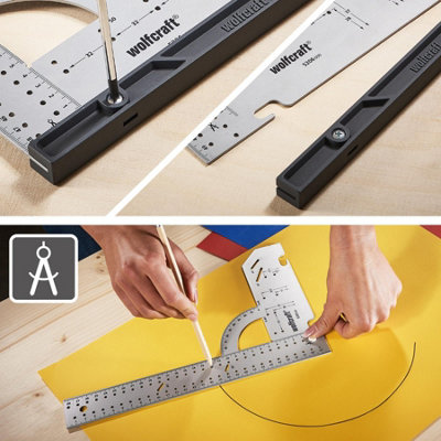 Wolfcraft Universal Angle & Try Square I 5206506 I For Measuring, Marking, Drawing And Guided Cutting I Scale In Inches - 8