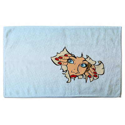 woman looking through torn paper background. Comic cartoon pop art retro (Bath Towel) / Default Title Price Comparisons | Compare The Build