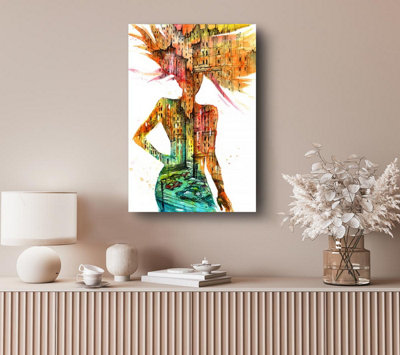 Woman Of The City Canvas Print Wall Art - Medium 20 x 32 Inches