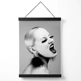 Woman with Attitude Fashion Black and White Photo Medium Poster with Black Hanger
