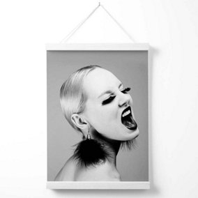 Woman with Attitude Fashion Black and White Photo Poster with Hanger / 33cm / White