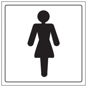 Womens Toilet General Door Sign - Self Adhesive Vinyl - 150x150mm (x3)