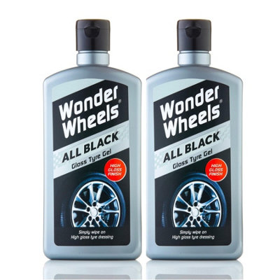 Wonder Wheels WTG500 All Black Gloss Car Valeting Tyre Gel 500mL x2 Treatment