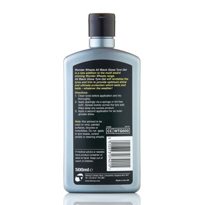 Wonder Wheels WTG500 All Black Gloss Car Valeting Tyre Gel 500mL x2 Treatment - 5