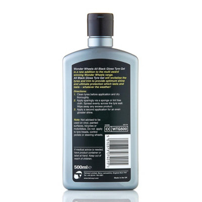 Wonder Wheels WTG500 All Black Gloss Car Valeting Tyre Gel 500mL x2 Treatment - 6