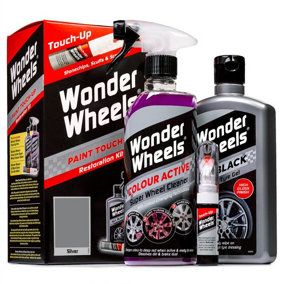 Wonder Wheels WTU001 Clean & Touch Up Kit Silver Pen Wheel Cleaner Tyre Gel x 4