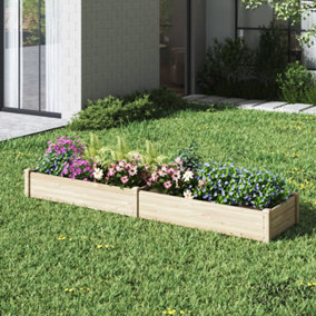Wood 2-grid Raised Bed Galvanized Raised Planter Box Outdoor Raised Bed Kit Garden Raised Flower Bed