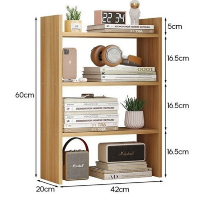 Wood 4 tier Desktop Shelf Bookcase Tabletop Storage Rack Organizer ...