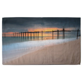 Wood bridge sunset at sea thailand (Bath Towel) (Bath Towel) / Default Title