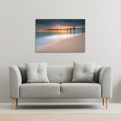 Wood bridge sunset at sea thailand (Canvas Print) / 61 x 41 x 4cm