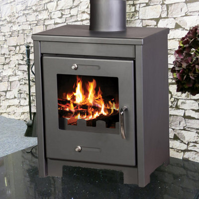 Wood Burning Multi Fuel Stove 8kw Ruby Steel Stove, EcoDesign, 150mm, 6 ...