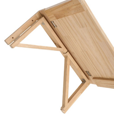 Wood Color Wall Mounted Folding Table with Wooden Stand 70cm W x