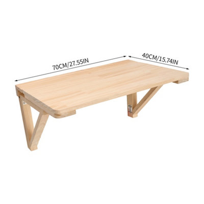 Wood Color Wall Mounted Folding Table with Wooden Stand 70cm W x