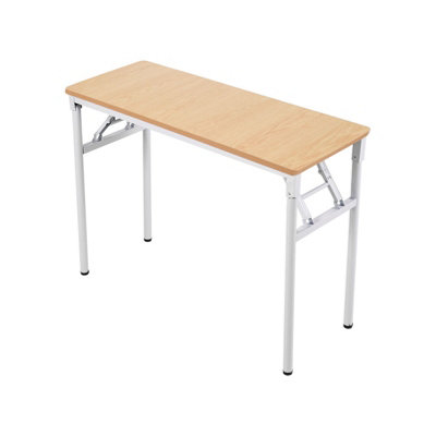 Wood Colour Folding Office Desk with Adjustable Foot Pads, 100cm W x 40cm D x 75cm H