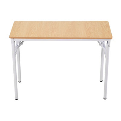 Wood Colour Folding Office Desk with Adjustable Foot Pads, 100cm W x 40cm D x 75cm H