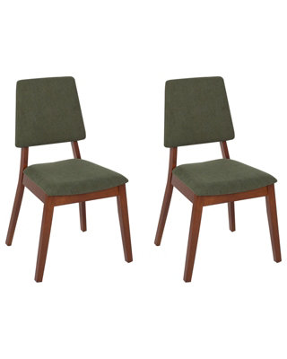 Wood Dining Chair Set of 2 Dark Green MERRILL