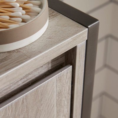 Wood Effect and Grey Bathroom Floor Cabinet