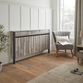 Wood Effect and Grey Large Radiator Cover