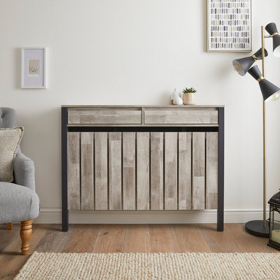 Wood Effect and Grey Medium Radiator Cover