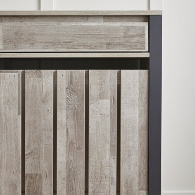 Wood Effect and Grey Medium Radiator Cover - 4