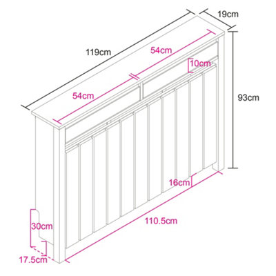 Wood Effect and Grey Medium Radiator Cover - 7