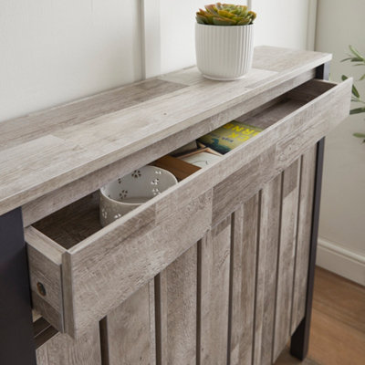 Wood Effect and Grey Mini Radiator Cover