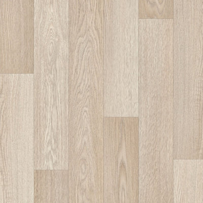 Wood Effect Beige Anti-Slip Vinyl Flooring For LivingRoom, Kitchen, 2.8mm Cushion Backed Vinyl Sheet-1m(3'3") X 3m(9'9")-3m²