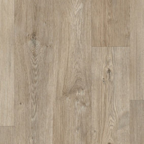 Wood Effect Beige Brown Vinyl Flooring, Anti-Slip Contract Commercial Vinyl Flooring with 3.5mm Thickness-1m(3'3") X 2m(6'6")-2m²