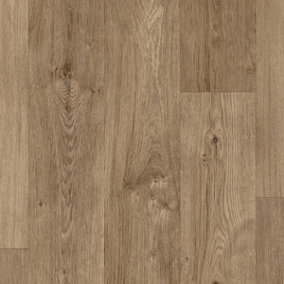 Wood Effect Beige Brown Vinyl Flooring, Anti-Slip Contract Commercial Vinyl Flooring with 3.5mm Thickness-1m(3'3") X 3m(9'9")-3m²