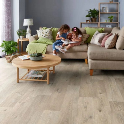Wood Effect Beige Brown Vinyl Flooring, Contract Commercial Vinyl Flooring with 3.5mm Thickness-12m(39'4") X 2m(6'6")-24m²