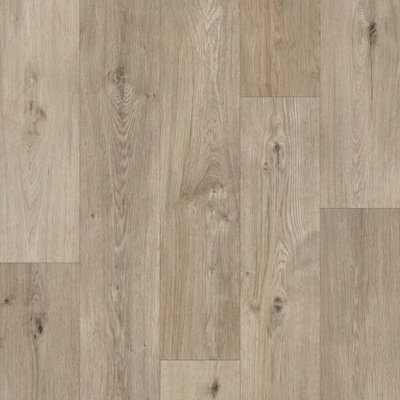 Wood Effect Beige Brown Vinyl Flooring, Contract Commercial Vinyl Flooring with 3.5mm Thickness-14m(45'11") X 2m(6'6")-28m²