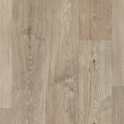 Wood Effect Beige Brown Vinyl Flooring, Contract Commercial Vinyl Flooring with 3.5mm Thickness-5m(16'4") X 3m(9'9")-15m²