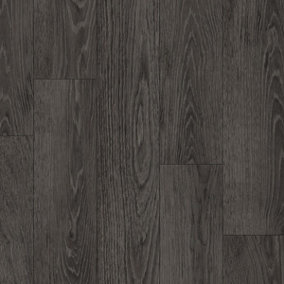 Wood Effect Black Anti-Slip Vinyl Flooring For  LivingRoom DiningRoom Hallways And Kitchen Use-2m X 2m (4m²)
