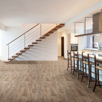 Wood Effect Brown Anti-Slip Vinyl Flooring For LivingRoom - 3