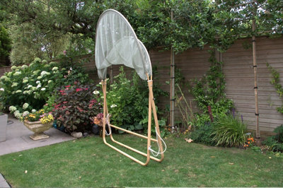 Wood Effect Folding Double Swing Chair with Canopy