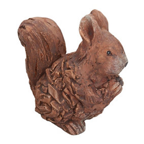 Wood Effect Frost Proof Poly Resin Garden / Patio Squirrel 35cm Home Gift