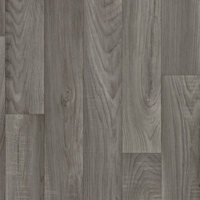 Wood Effect Grey Anti-Slip Vinyl Flooring For LivingRoom DiningRoom Conservatory And Kitchen Use-5m X 3m (15m²)