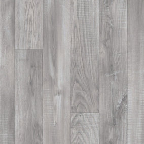 Wood Effect Grey Anti-Slip Vinyl Flooring For LivingRoom, Kitchen, 2.8mm Cushion Backed Vinyl Sheet -4m(13'1") X 3m(9'9")-12m²