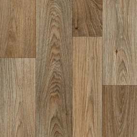 Wood Effect Light Brown  Anti-Slip Vinyl Flooring For DiningRoom Hallways Conservatory And Kitchen Use-5m X 3m (15m²)