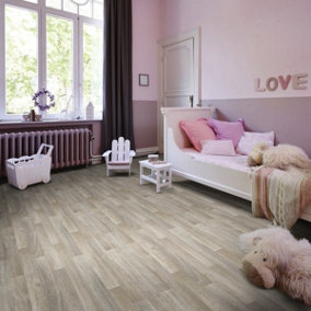 Wood Effect Light Brown Anti-Slip Vinyl Flooring For DiningRoom LivingRoom Conservatory And Kitchen Use-3m X 4m (12m²)