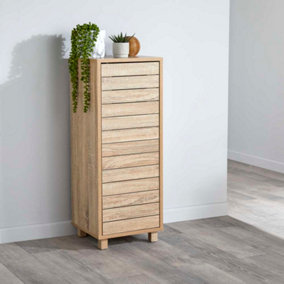 Wood Effect Single Door Bathroom Floor Cabinet in Brown
