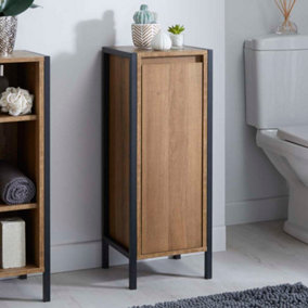 Wood Effect Single Door Bathroom Floor Cabinet