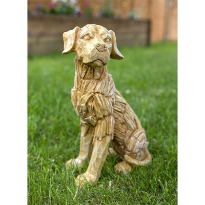 Wood Effect Sitting Dog Ornament