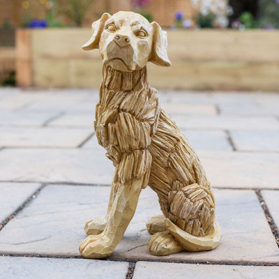 Wood Effect Sitting Dog Ornament