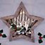 Wood Effect Star 32cm with Deer Scene and Warm White LEDs