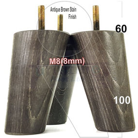 Wood Furniture Feet 100mm High Antique Brown Stain Replacement Furniture Legs Set Of 4 Sofa Chair Stool M8