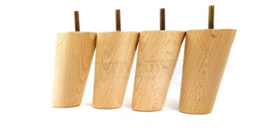 Wood Furniture Feet 100mm High Natural Replacement Furniture Legs Set Of 4 Sofa Chair Stool M8