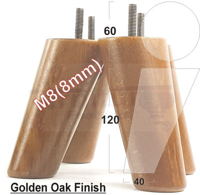 Wood Furniture Feet 120mm High Golden Oak Replacement Furniture Legs Set Of 4 Sofa Chair Stool M8