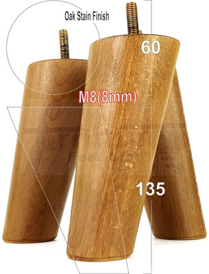 Wood Furniture Feet 135mm High Dark Oak Stain Replacement Furniture Legs Set Of 4 Sofa Chairs Stools M8